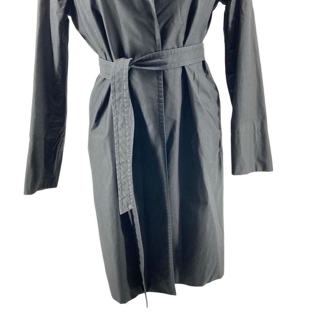 Banana Republic Black Cotton Belted Trench Coat Open Front Gold Lined Medium - Picture 3 of 16